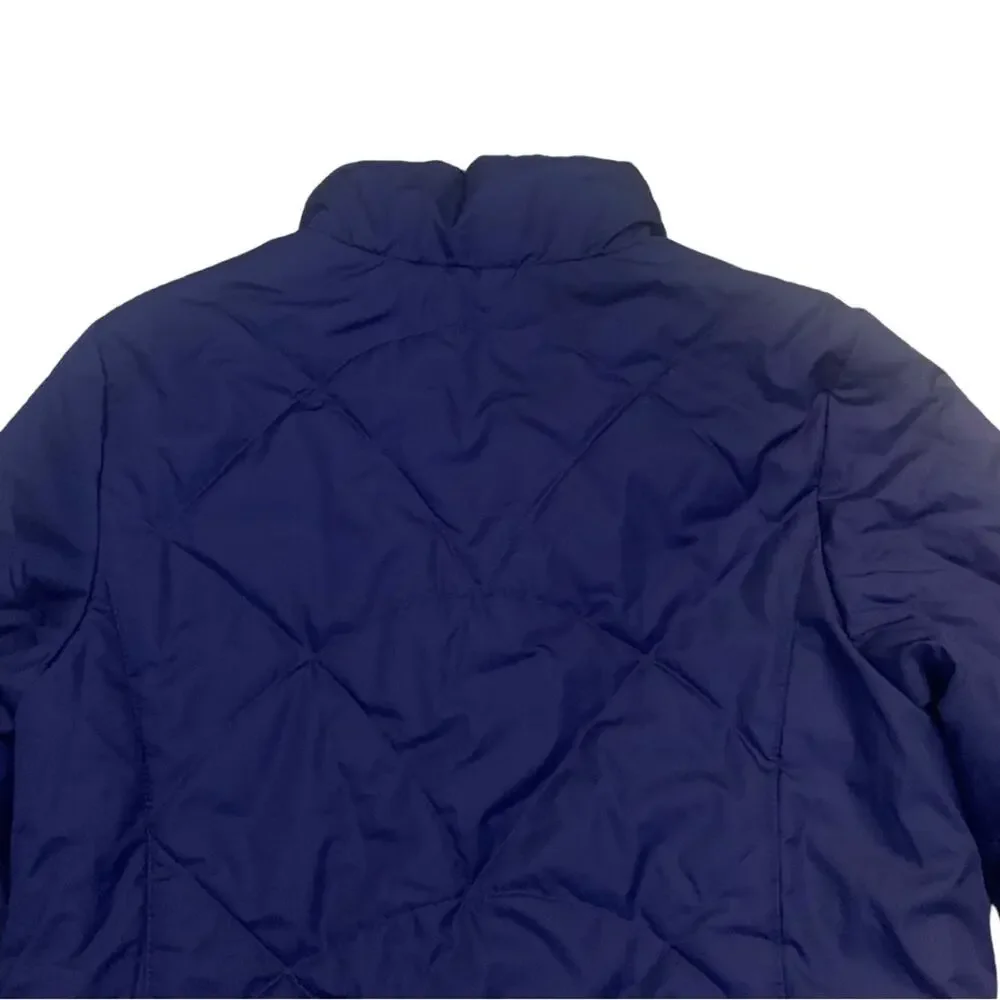 Reversible Blue Quilted Puffer Barn Jacket Small Winter Lightweight Y2K Nautical - Picture 7 of 11